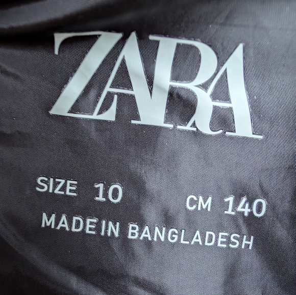 Zara Gray Black Tie Dye Puffer Coat Jacket Comfortemp With Hood Unisex Size 10 - Picture 3 of 5